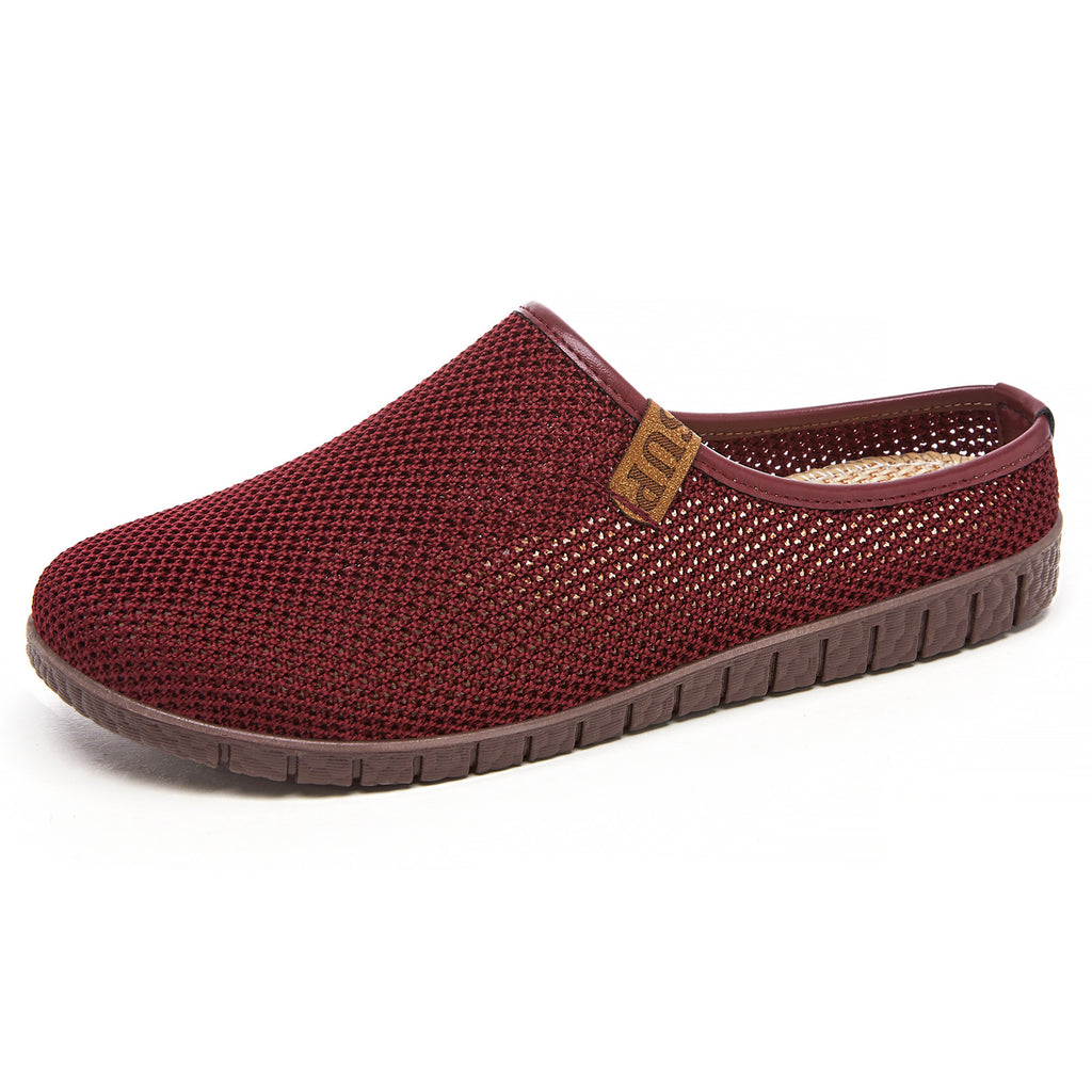 Women's slippers for summer, breathable casual shoes for outdoor wear, shallow toe cap, fly woven hollow out women's shoes, one foot, half drag