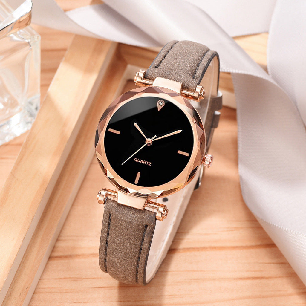 Korean version new fashionable foreign trade trend women's casual watch simple belt watch quartz watch bracelet set