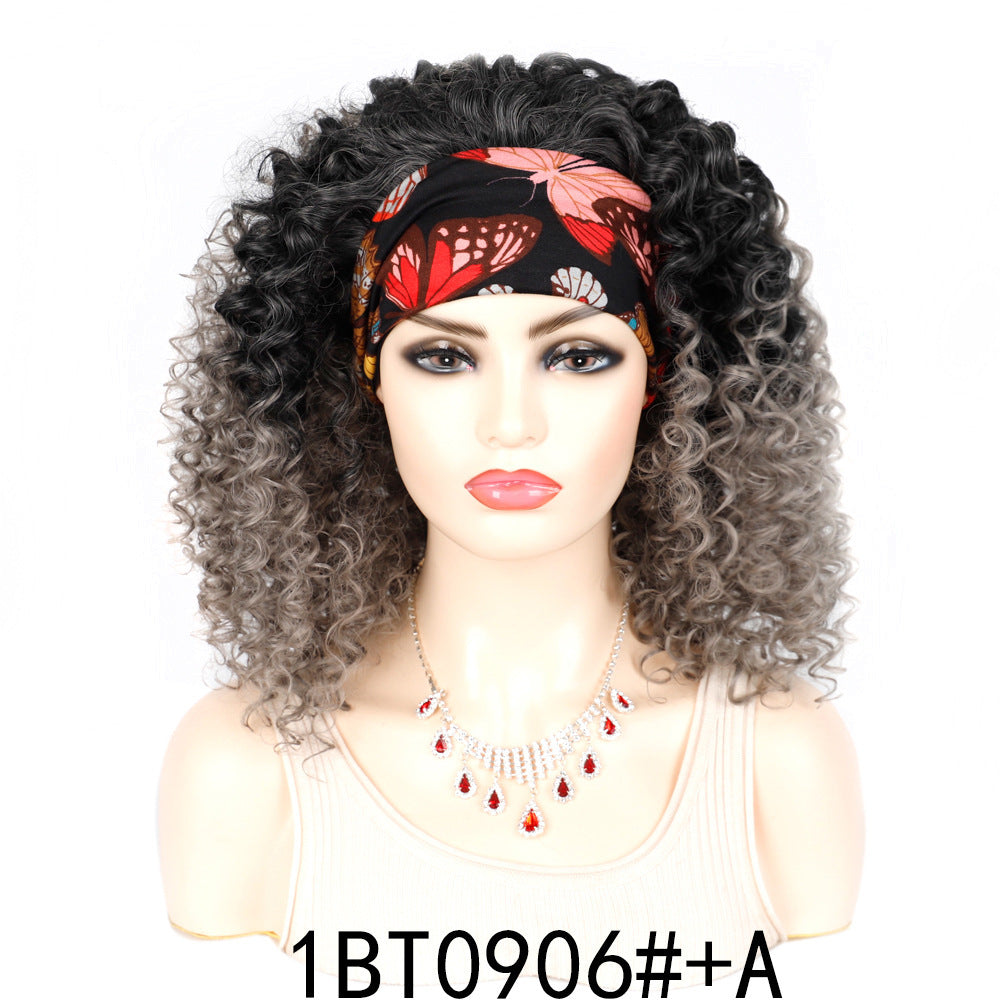 Ice silk hairbands, wigs, headgear, African women's short curly hair, deep wave wigs, factory direct sales, wholesale