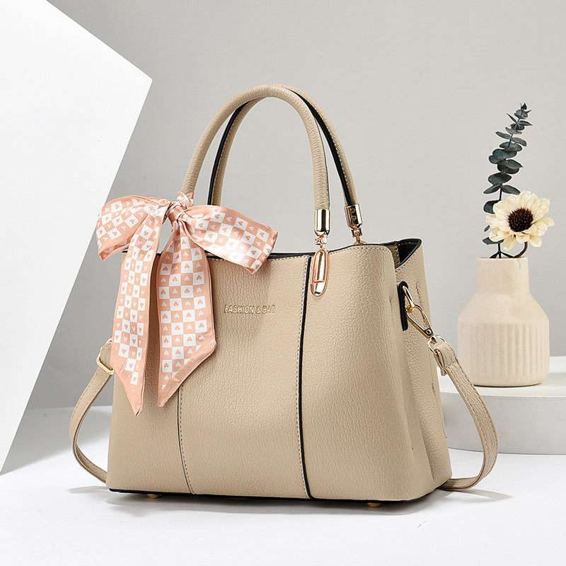 Simple women's bag 2025 new trend fashion scarf accessories mother bag soft leather solid color western-style single shoulder diagonal cross bag