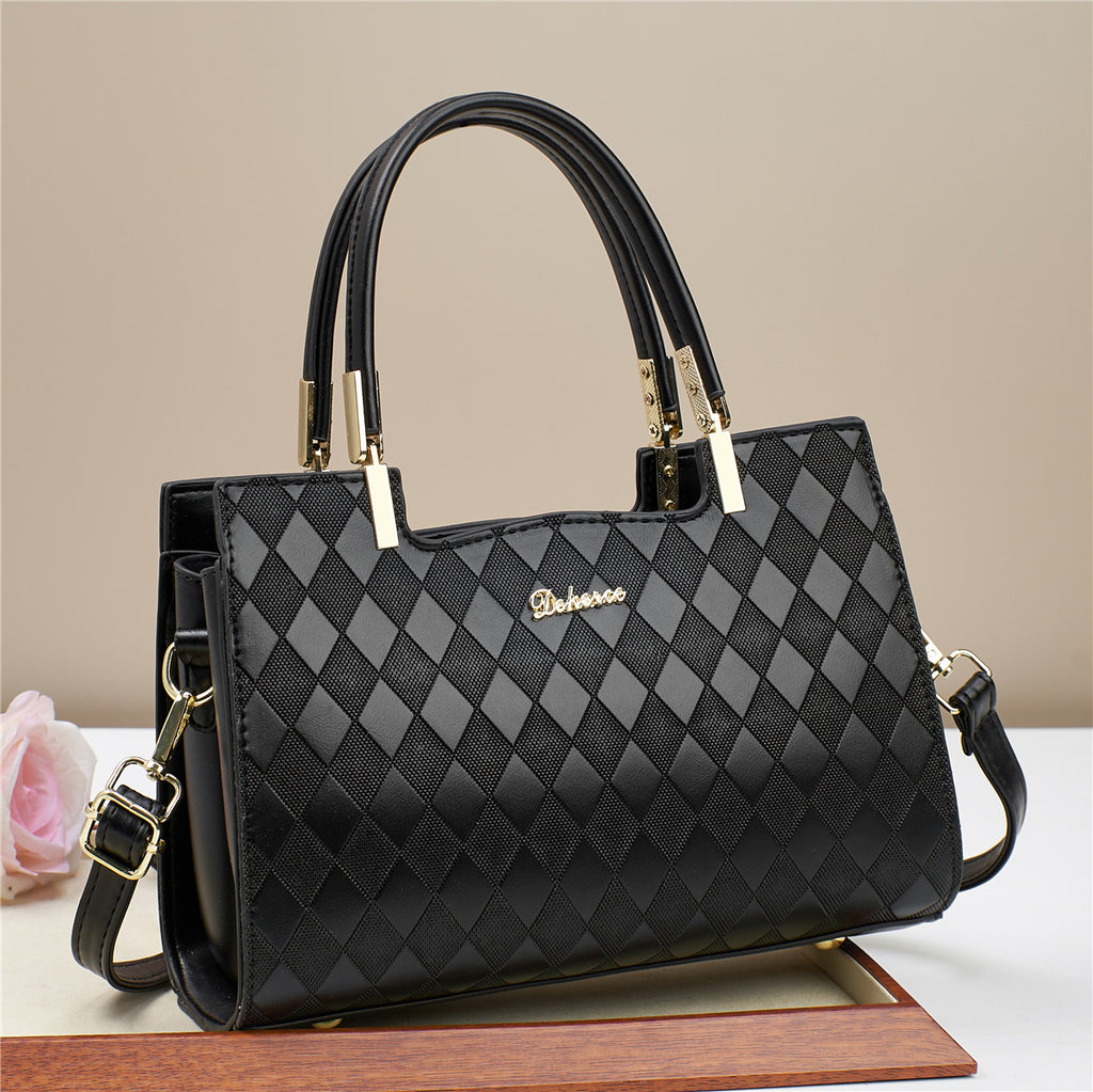 2024 New Texture Commuter Shopping Date Tote Handbag Fashion Diamond Grid Embossed Western Style Single Shoulder Women's Bag