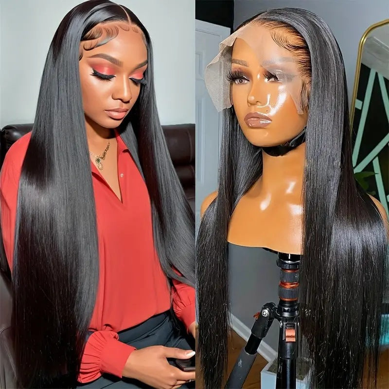 Cross border foreign trade, European and American women's fashion wig, Amazon hot selling front lace mid split long straight synthetic headband