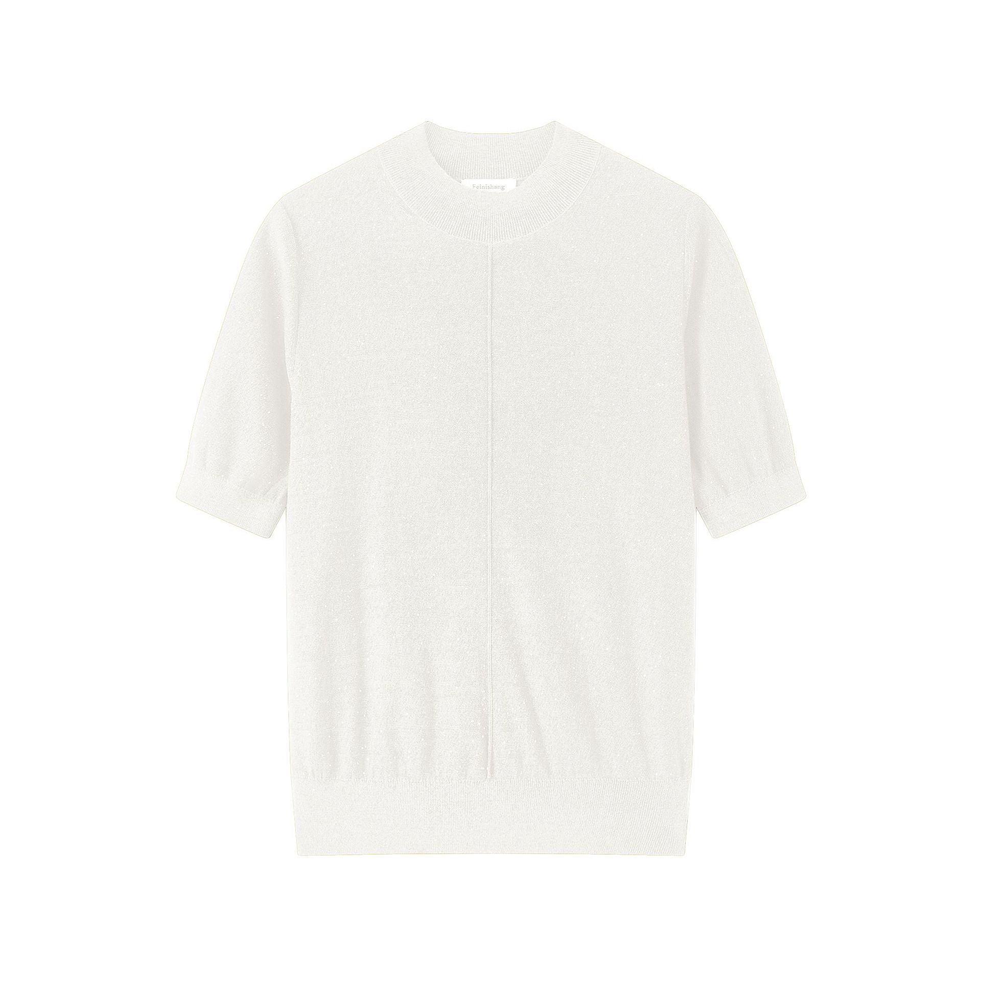 Stylish sweater with a round neck and short sleeves in high-quality knit fabric