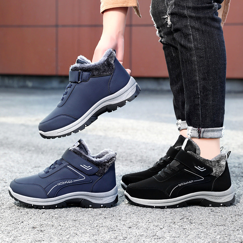 Snow boots men's autumn and winter new cotton boots with thick velvet for outdoor couples, short boots for casual walking, warm cotton shoes