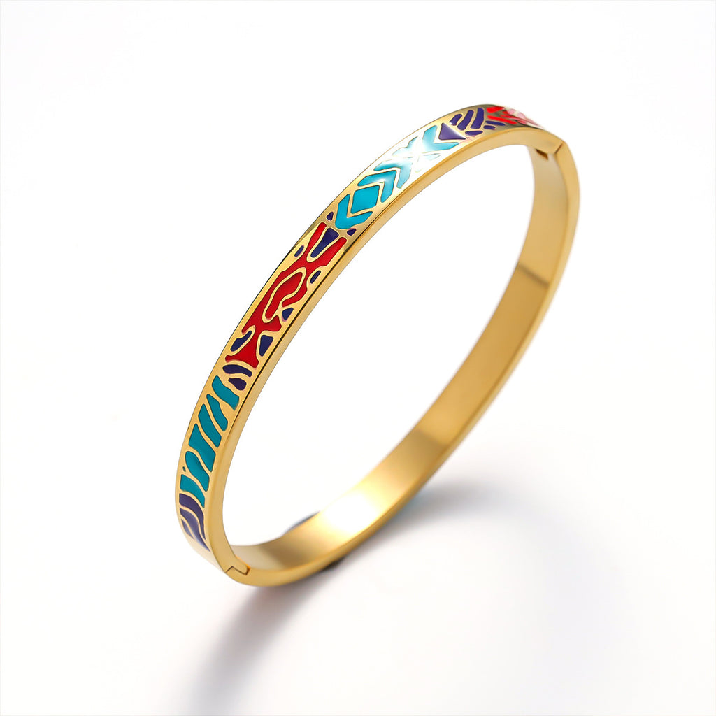 Hot selling stainless steel bracelets, painted enamel plated 18K gold, fashionable women's stainless steel bracelets, personalized bracelets wholesale