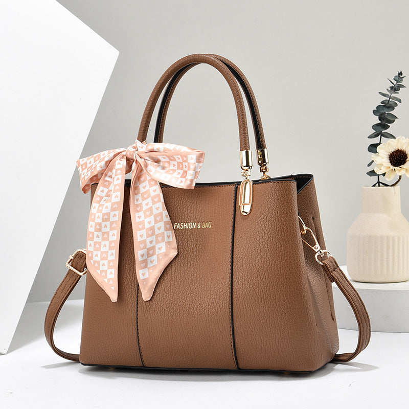 Simple women's bag 2025 new trend fashion scarf accessories mother bag soft leather solid color western-style single shoulder diagonal cross bag