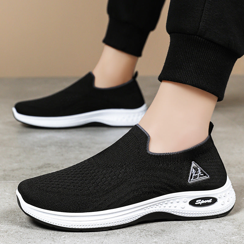 Men's shoes autumn new breathable single shoes versatile and comfortable mesh old Beijing men's cloth shoes soft sole not stuffy feet dad shoes