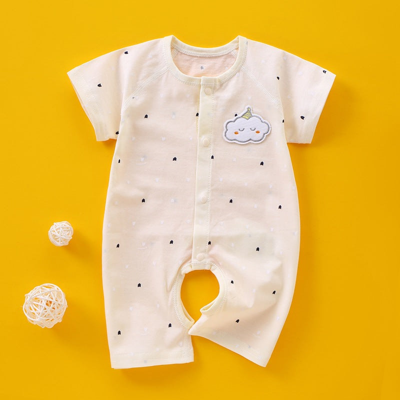 Baby jumpsuit made of pure cotton boneless A-class summer thin short sleeved newborn clothes, baby clothes, pajamas, climbing clothes