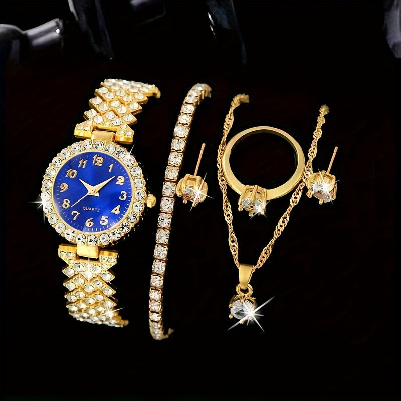 Cross border popular women's watches for foreign trade, five piece set set with diamond inlaid women's watches, women's fashionable Roman quartz watches
