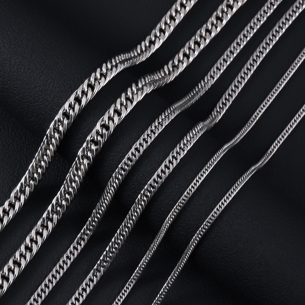 Stainless steel double woven four sided ground necklace, cross-border men's hip-hop trend, Cuban necklace, non fading titanium steel bracelet