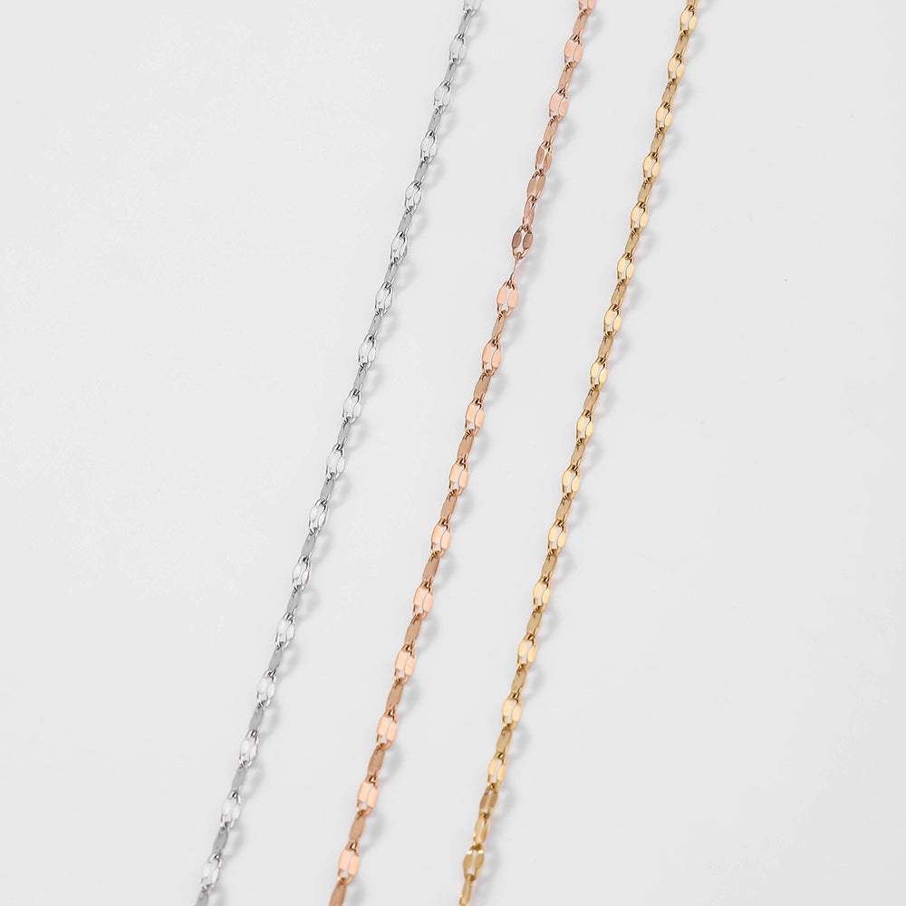 Stainless steel lip chain, snowflake chain, collarbone chain, floral chain, and long tail chain, women's titanium steel lip necklace