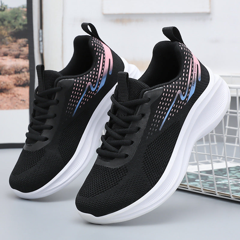 Women's 2025 Autumn New Lightweight and Casual Thick soled Sports Shoes Comfortable Flyknit Mesh Breathable Women's Running Shoes