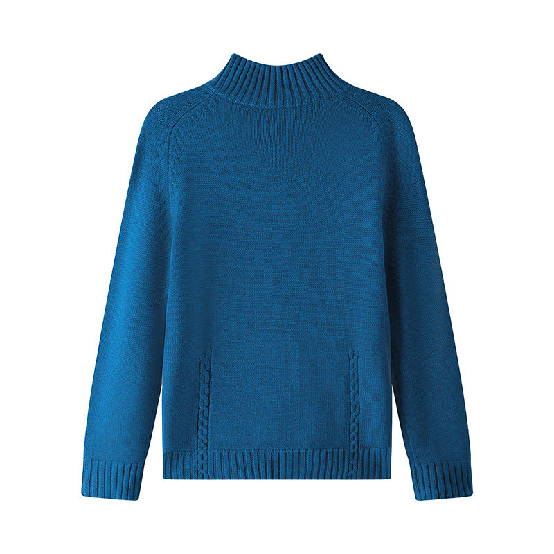 Klein Blue Wool Sweater, loose knit, soft and cozy, high quality
