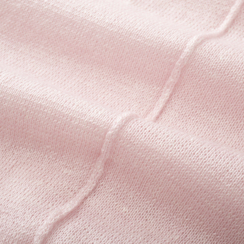 Elegant sleeveless pullover with round neckline, made from high-quality wool and linen knit fabric