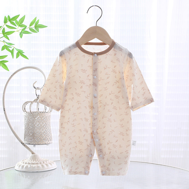 Baby jumpsuit summer thin A-level ice Doraemon Yukos Tencel newborn baby crawling suit closed Ha