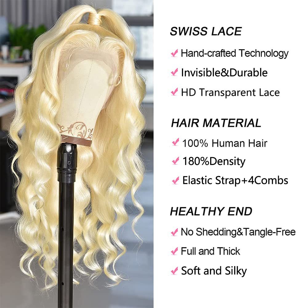 Cross border new wig European and American women's front lace synthetic headband 613 # medium split long curly hair body wig