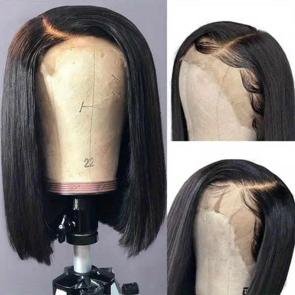 Amazon Europe and America Fashion Wig Bobo Head Mid Split Short Straight Fiber Headset Front Lace Lace Wigs