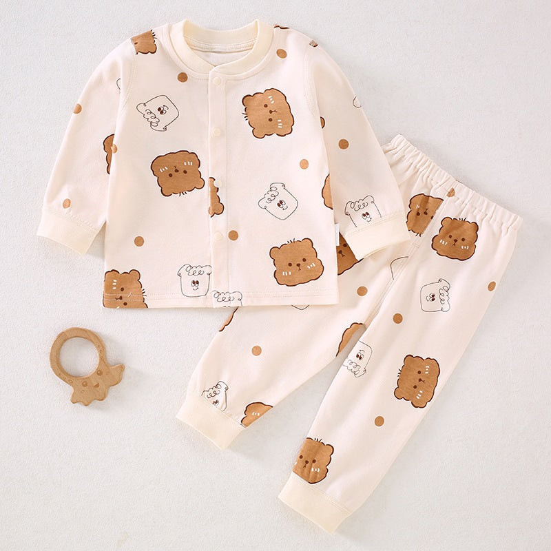 Baby Split Clothes, Baby Boys and Girls Autumn Clothes and Pants Set, Class A Pure Cotton Spring and Autumn Full Cotton Underwear Set