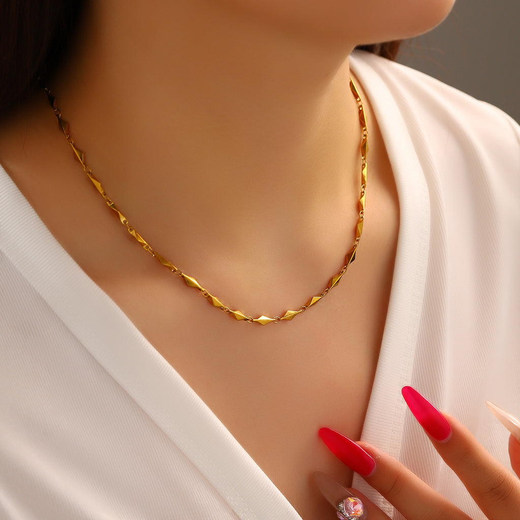 Stainless steel ingot chain necklace, hot selling cross-border in Europe and America, women's collarbone chain, chain plated with 18K real gold titanium steel bracelet