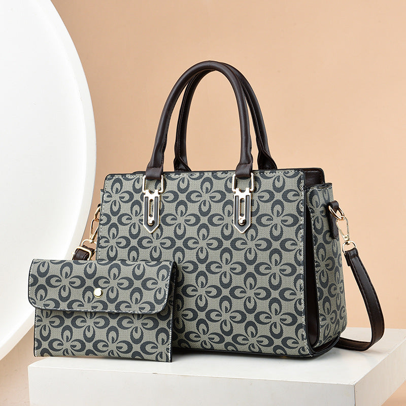 2024 New European and American Retro Trendy Printed Large Capacity Mother and Child Large Bag Fashion Texture Tote Women's Bag Handbag