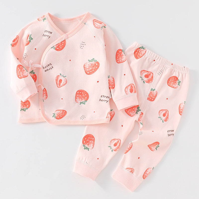 Baby underwear pure cotton spring and autumn newborn clothes baby autumn clothes autumn pants A-class monk clothes lace up underwear set