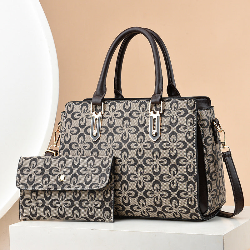 2024 New European and American Retro Trendy Printed Large Capacity Mother and Child Large Bag Fashion Texture Tote Women's Bag Handbag