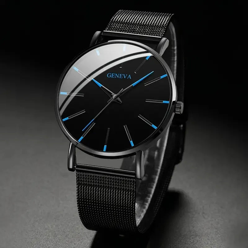 Fashionable and casual business watch+versatile cross steel strap necklace bracelet set with large dial without gift box