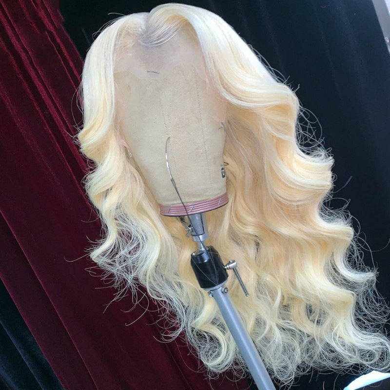 New European and American wig for women with long curly hair, light golden fluffy big wavy hair, foreign trade synthetic hair cover