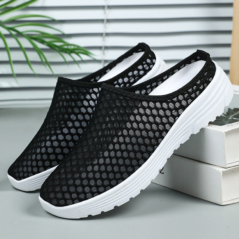 Shoes, women's summer slippers, cross-border plus size breathable mesh shoes, soft soles, one foot casual shoes, factory stock, straight hair