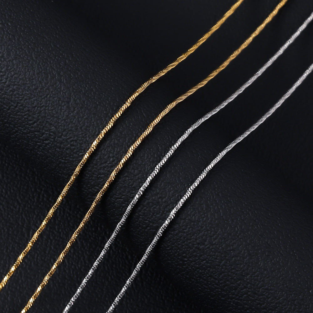 Cross border hot selling stainless steel twisted square snake necklace, titanium steel DIY plain chain plated with 18K furnace gold, non fading necklace