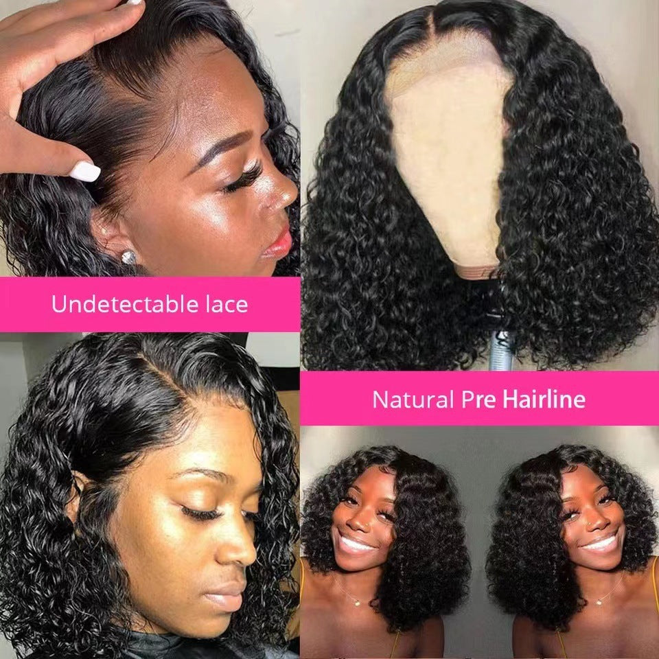 New European and American lace wig cross-border short roll lace African explosive head synthetic wig headband