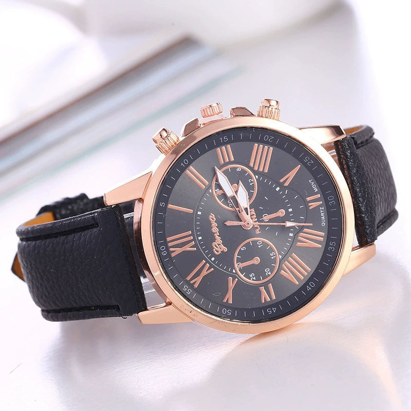 4-piece/set of popular foreign trade watch Roman pattern women's watch multi-color belt rose gold quartz couple watch