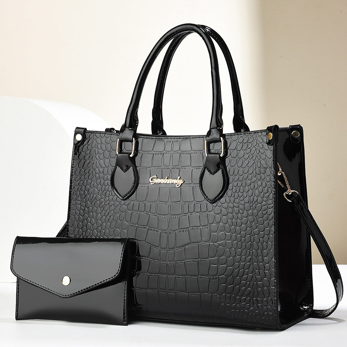 Send Mom Mother's Day Gift 2025 New Light Luxury Large Capacity Bright Leather Crocodile Pattern Single Shoulder Mother and Child Bag Foreign Trade Bag