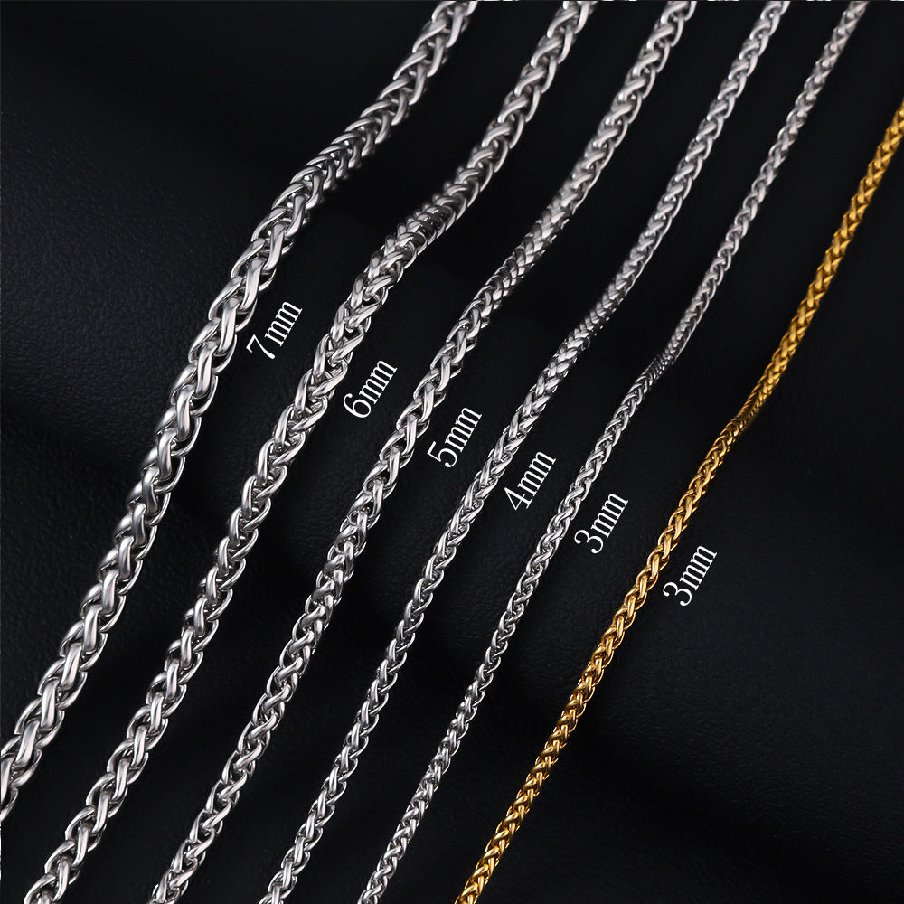 Stainless steel necklace, keel chain necklace, cross-border men's sweater chain chain, women's versatile flower basket chain, titanium steel bracelet