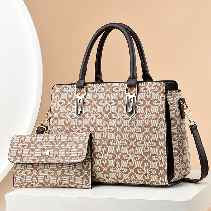 2024 New European and American Retro Trendy Printed Large Capacity Mother and Child Large Bag Fashion Texture Tote Women's Bag Handbag