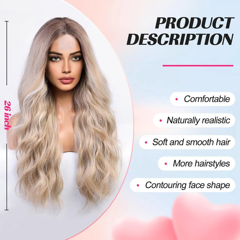 Amazon's new wig for women in Europe and America, front lace synthetic headband, small lace, medium split, long curly hair wigs