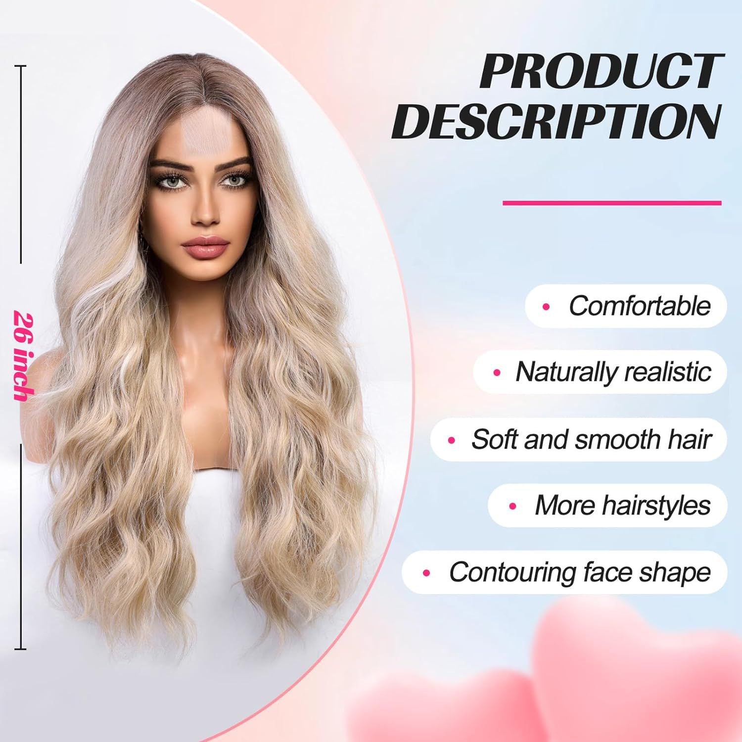 Amazon's new wig for women in Europe and America, front lace synthetic headband, small lace, medium split, long curly hair wigs