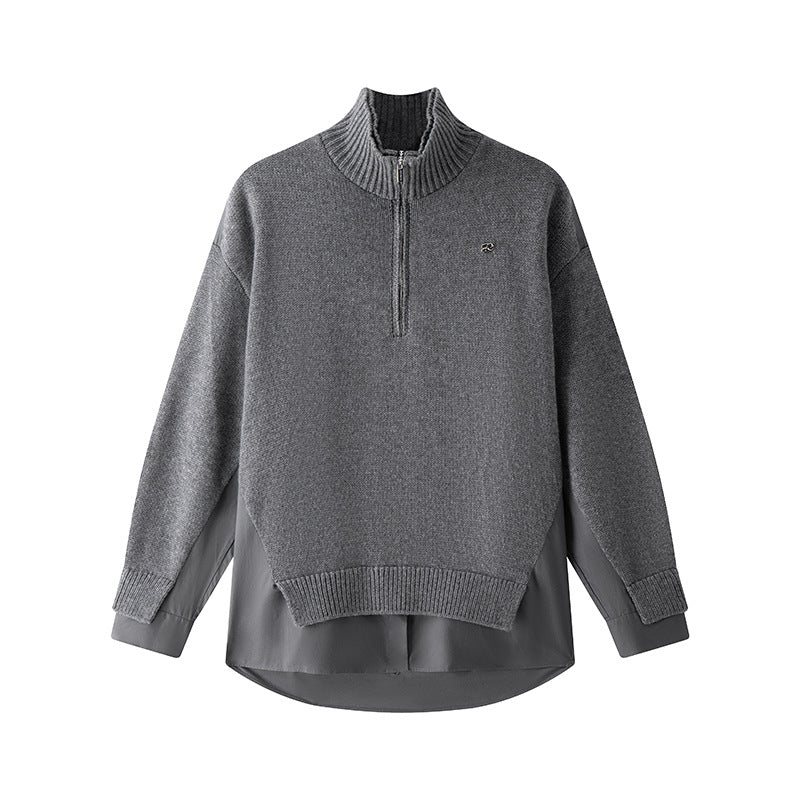 Elegant cashmere wool coat with high collar, long sleeves, and double zipper, high quality