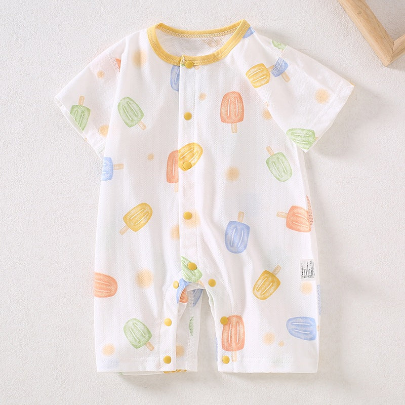 Baby jumpsuit Class A pure cotton summer thin style newborn baby clothes Ha Yi crawling clothes Anyang baby children's clothing