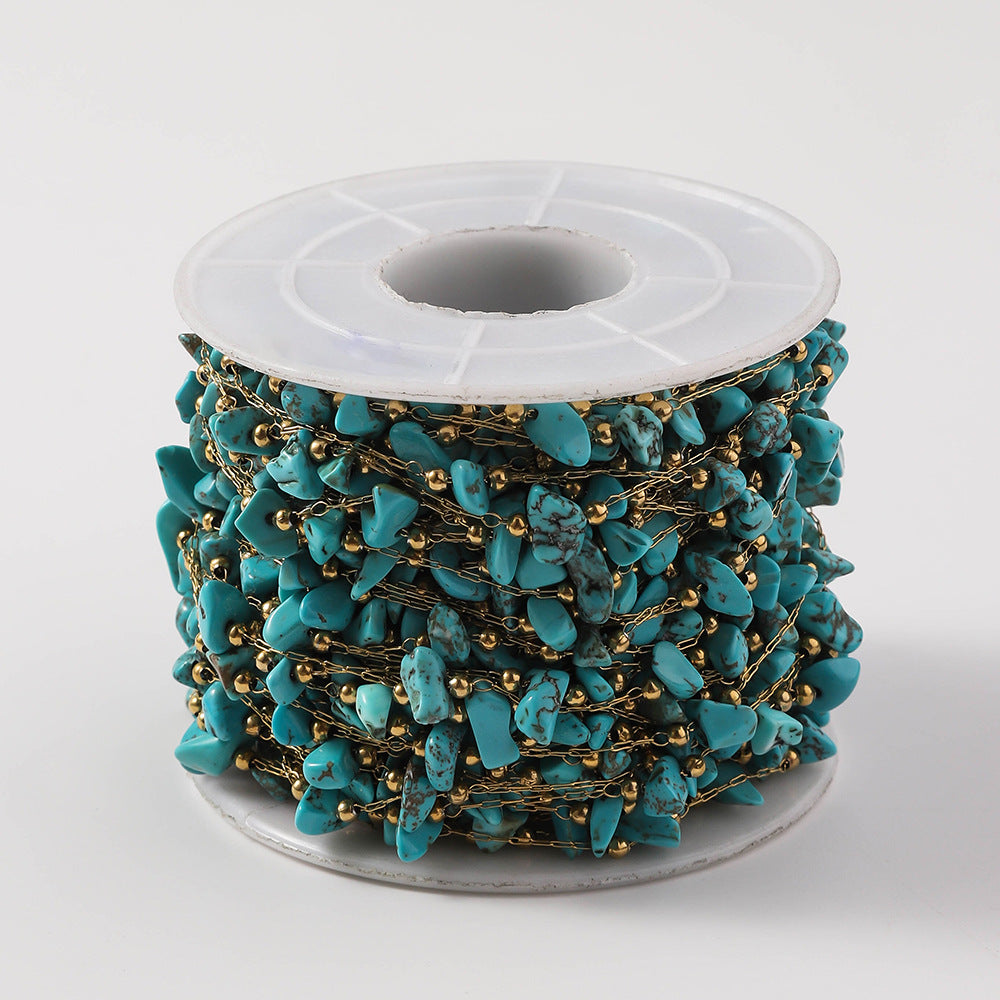 Handmade natural stone chain, DIY jewelry, chain bracelet, women's stainless steel chain, natural stone necklace, wholesale in meters