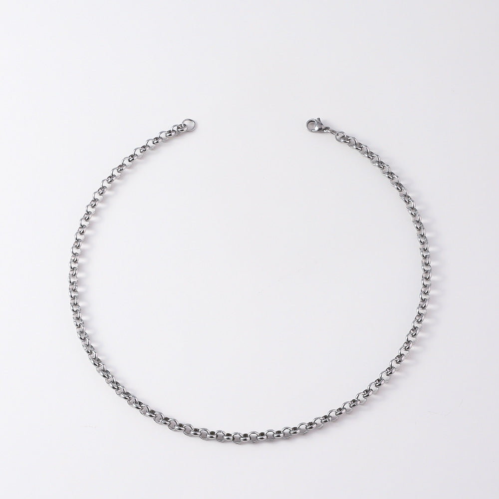 Stainless steel round pearl chain necklace men's jewelry DIY matching chain plain chain O-chain women's titanium steel bracelet