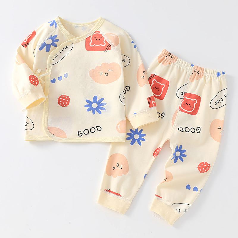 Baby underwear pure cotton spring and autumn newborn clothes baby autumn clothes autumn pants A-class monk clothes lace up underwear set
