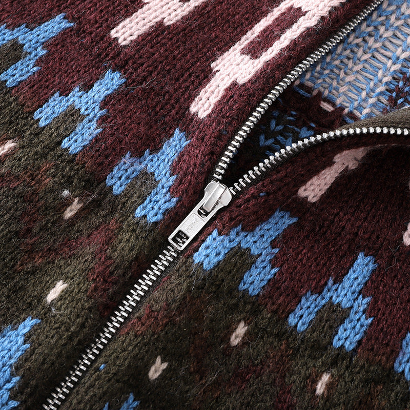 Stylish wool sweater with colorful polka dots and high-quality Fair Isle snowflake pattern