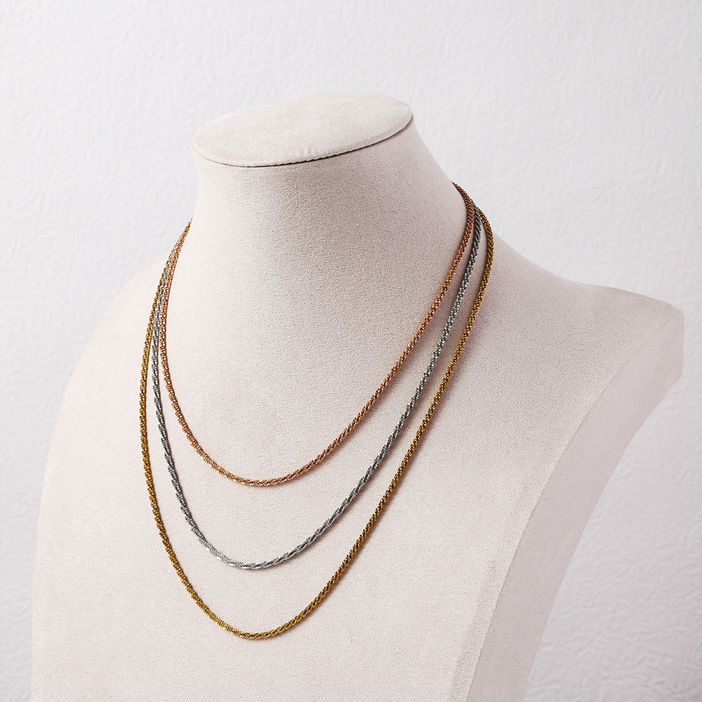 Cross border stainless steel multi-layer layered necklace for women, versatile and non fading high-end accessories wholesale ins style collarbone chain