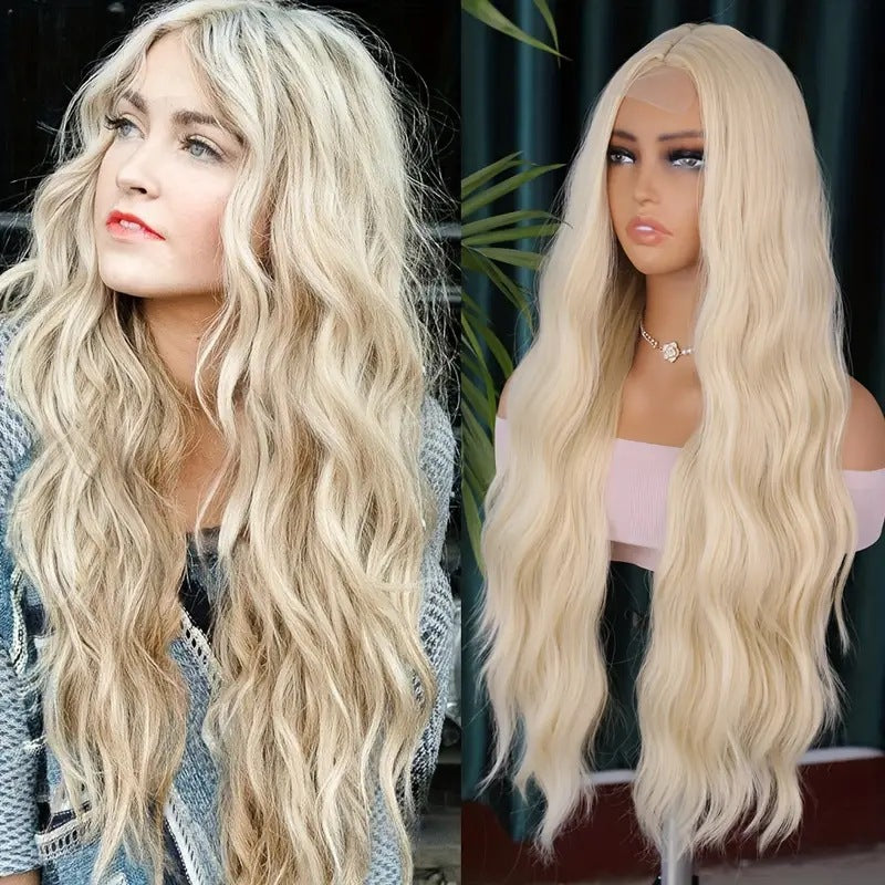 Amazon Cross border European and American Fashion Front Lace Water Ripple Curly Hair Cover African Hot Selling Front Lace Wig