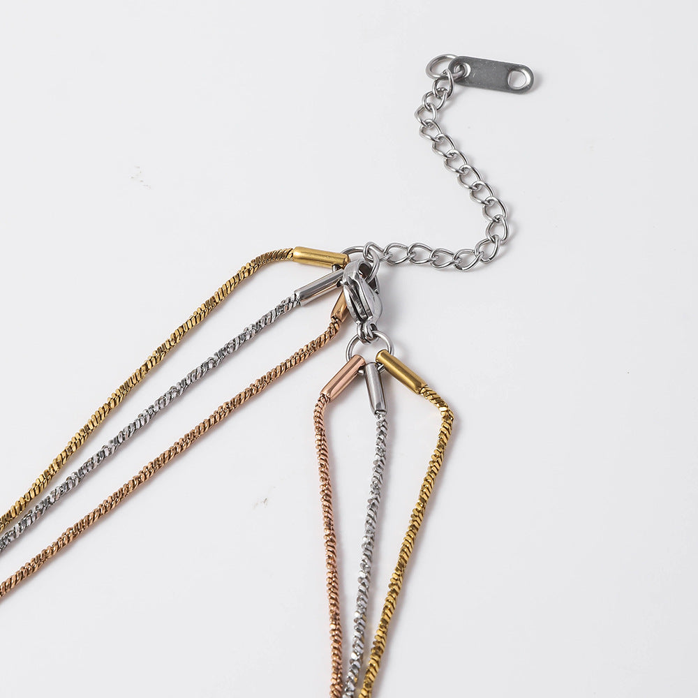 Stainless steel twisted square snake bracelet for women's European and American fashion trends, 18K vacuum electroplated titanium steel snake bone chain bracelet inside the furnace