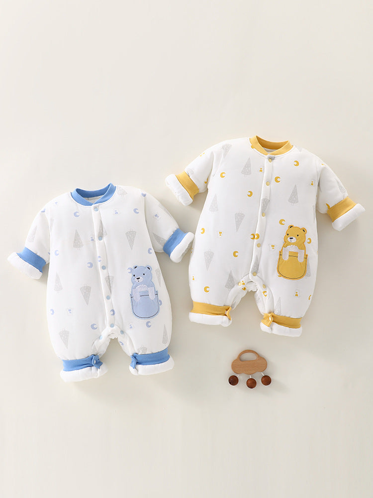 Winter baby cotton jumpsuit, Class A pure cotton, newborn baby clothes, thick cotton clothes, climbing clothes, baby children's clothing