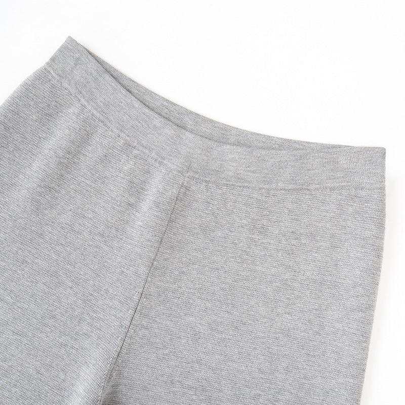 Stylish, high-quality, casual knit pants with a high waist and straight leg