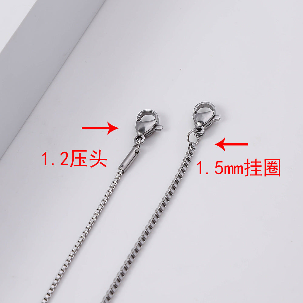 Titanium steel box chain necklace, bare chain, square chain, single chain decoration, popular in Europe and America, personalized hip-hop style, factory direct sales