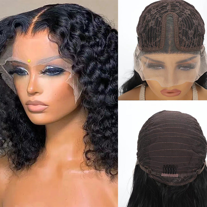 New European and American lace wig cross-border short roll lace African explosive head synthetic wig headband